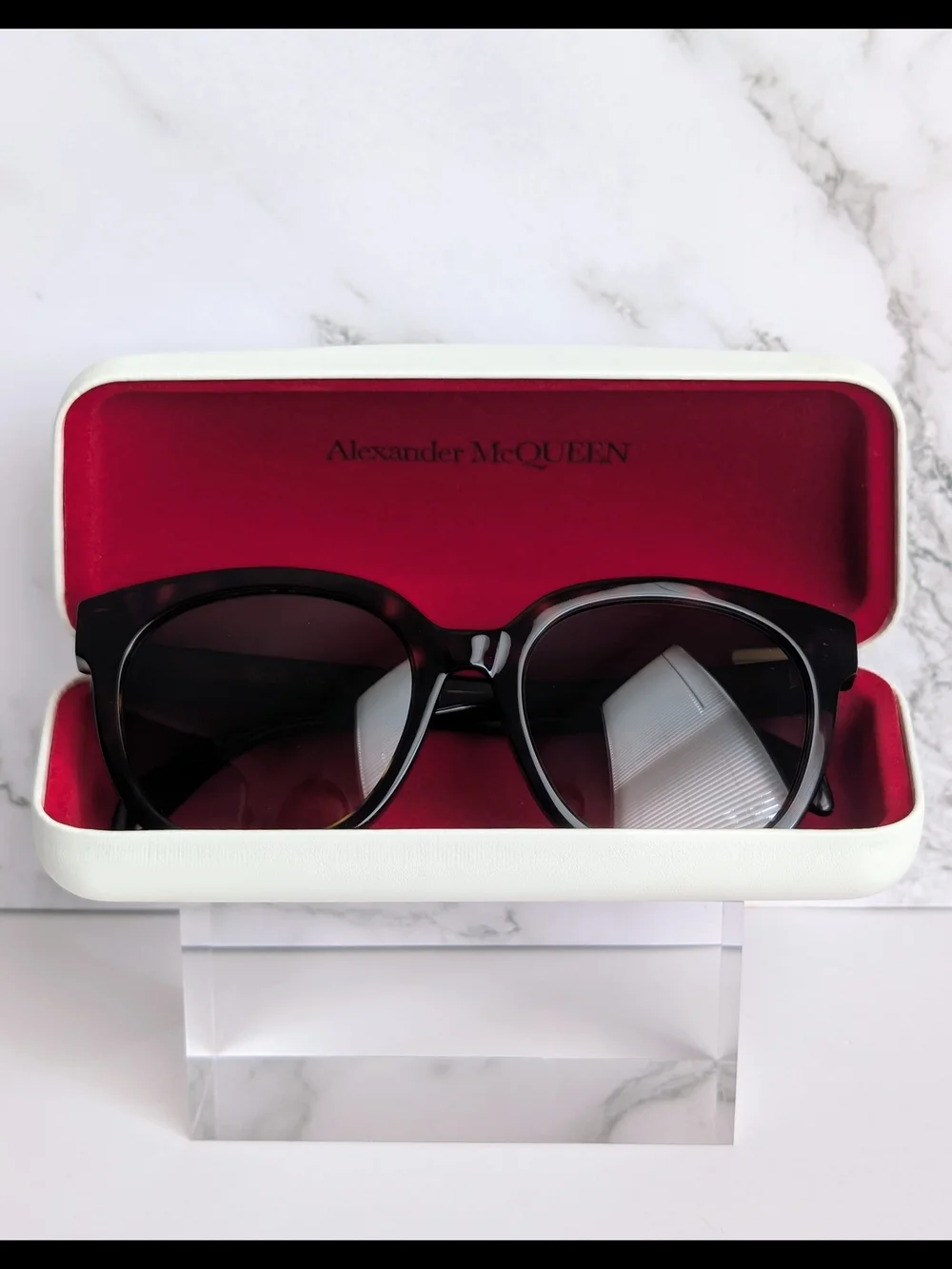 Alexander McQueen AM0304SK Havana Tortoise Gradient Sunglasses NWT Made In Italy